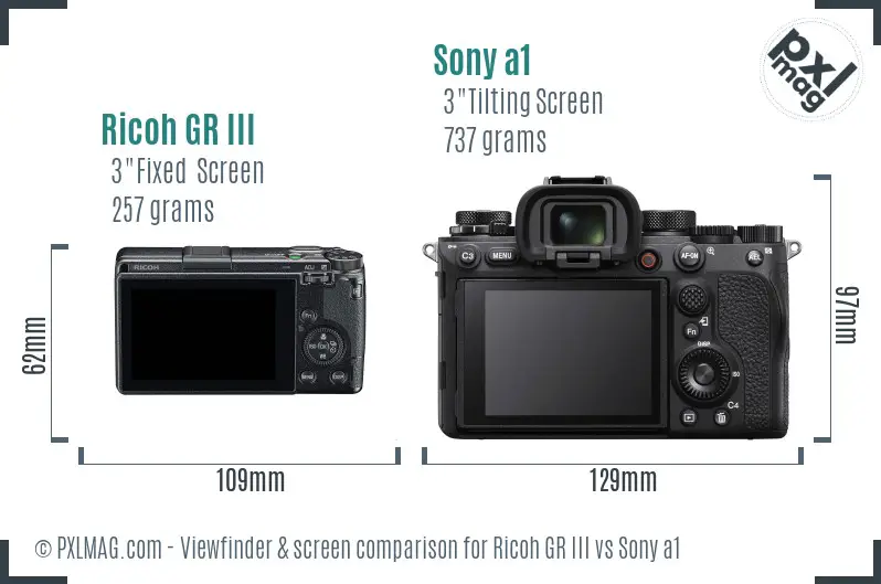 Ricoh GR III vs Sony a1 Screen and Viewfinder comparison