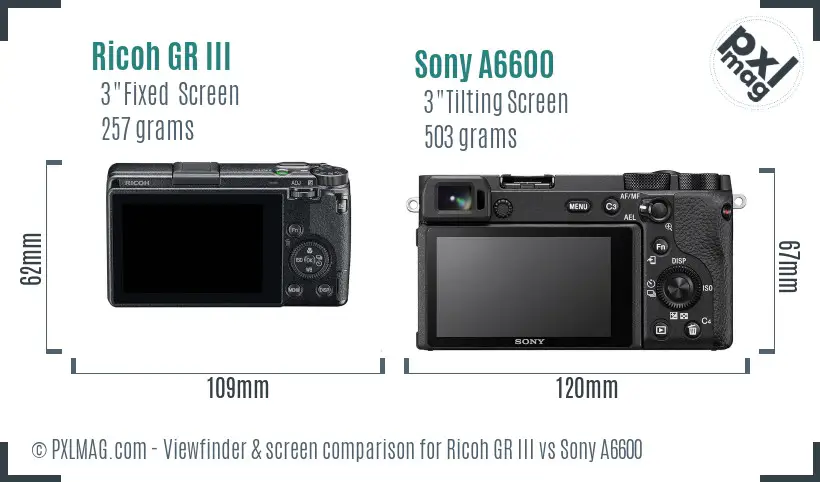 Ricoh GR III vs Sony A6600 Screen and Viewfinder comparison Ricoh GR III vs Sony A6600 Screen and Viewfinder comparison