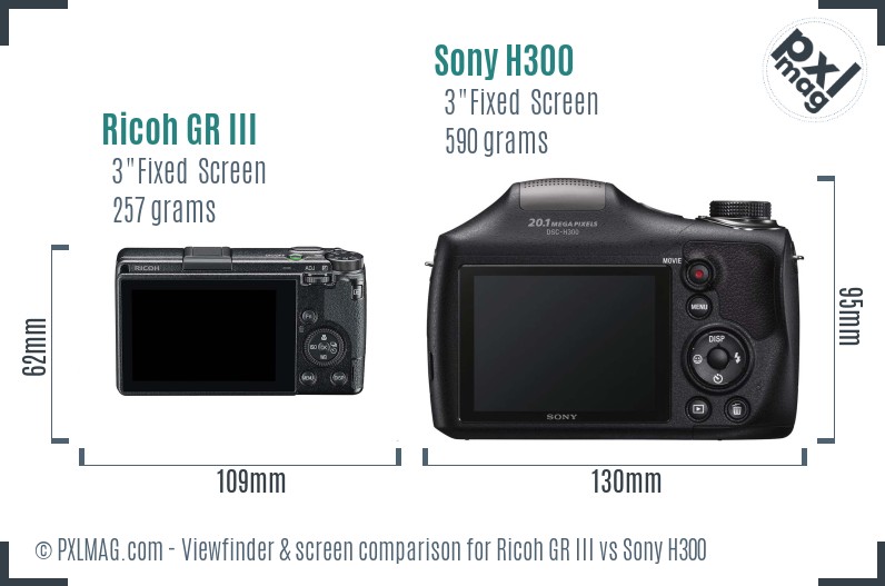 Ricoh GR III vs Sony H300 Screen and Viewfinder comparison