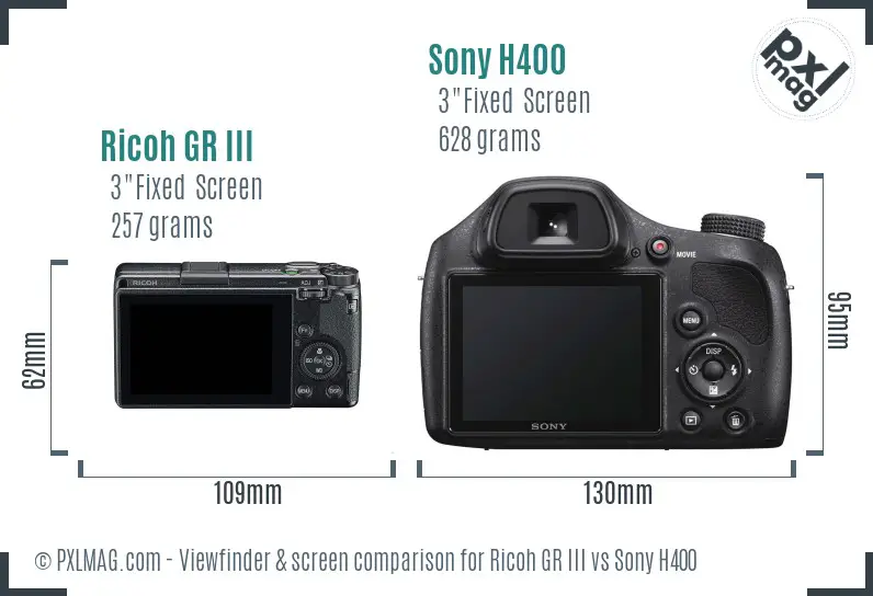 Ricoh GR III vs Sony H400 Screen and Viewfinder comparison