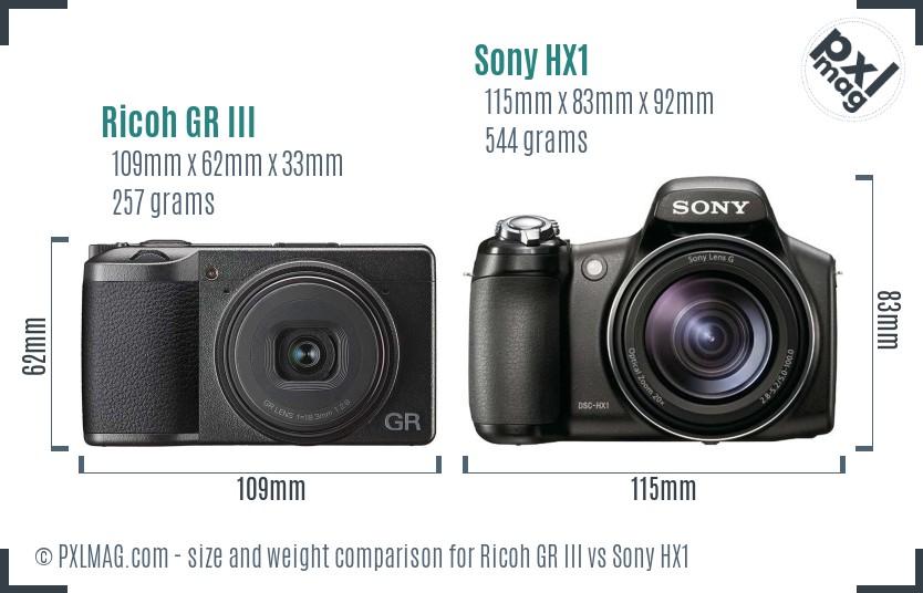 Ricoh GR III vs Sony HX1 size comparison Ricoh GR III vs Sony HX1 size comparison
