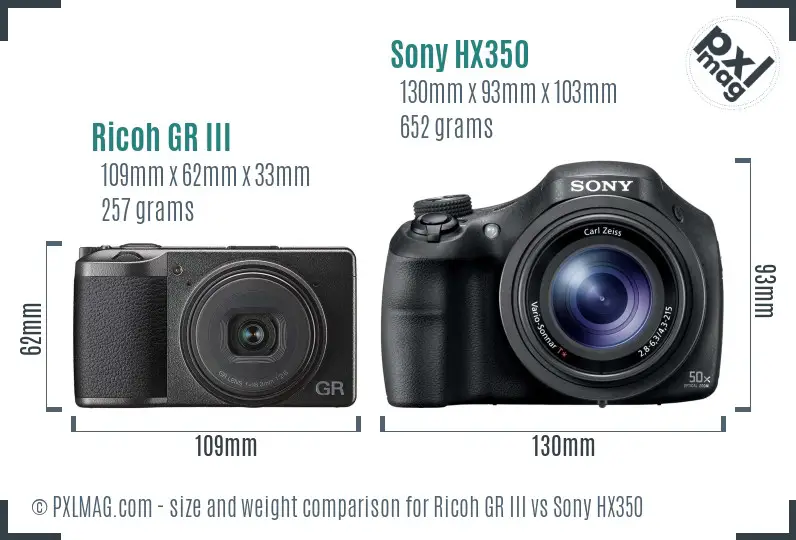 Ricoh GR III vs Sony HX350 size comparison Ricoh GR III vs Sony HX350 size comparison