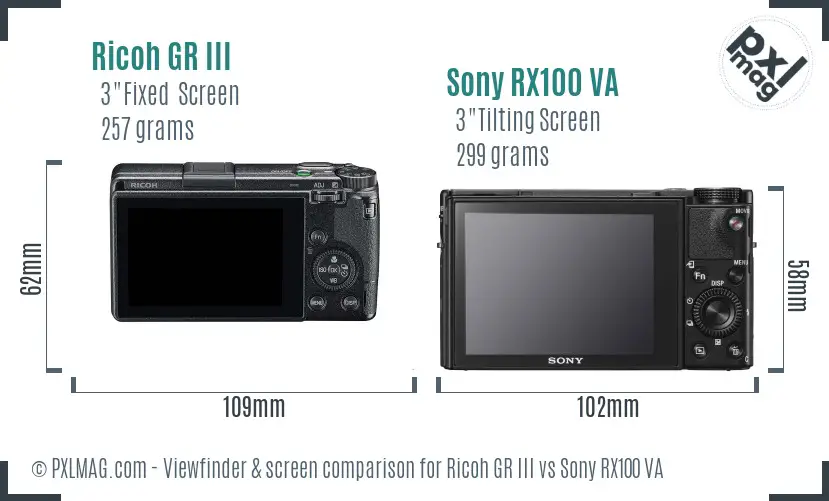 Ricoh GR III vs Sony RX100 VA Screen and Viewfinder comparison