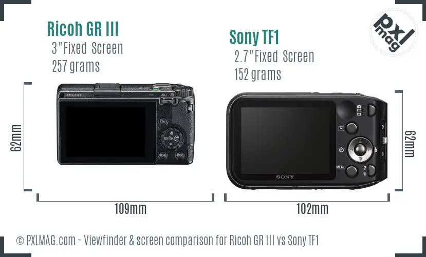 Ricoh GR III vs Sony TF1 Screen and Viewfinder comparison