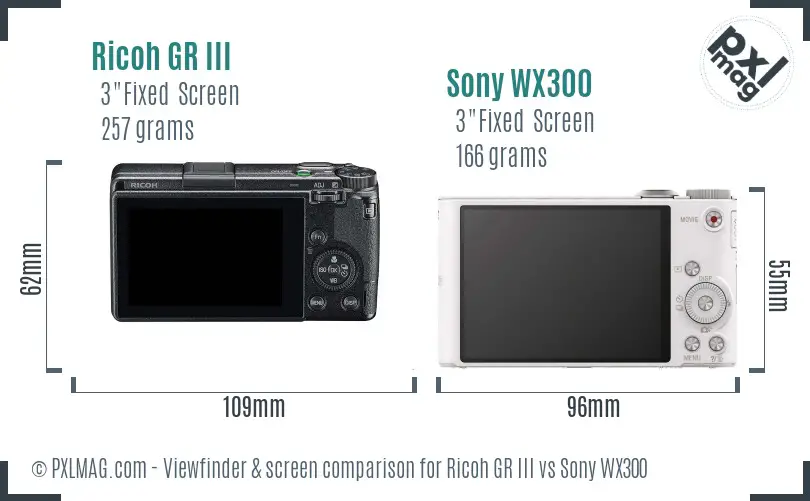 Ricoh GR III vs Sony WX300 Screen and Viewfinder comparison