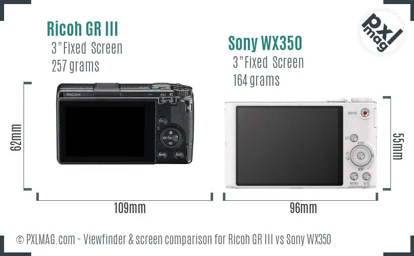 Ricoh GR III vs Sony WX350 Screen and Viewfinder comparison