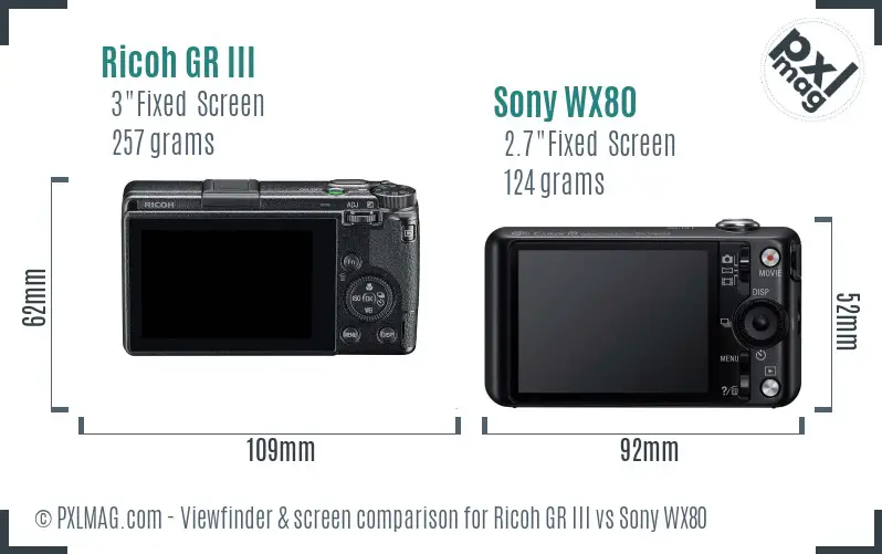 Ricoh GR III vs Sony WX80 Screen and Viewfinder comparison