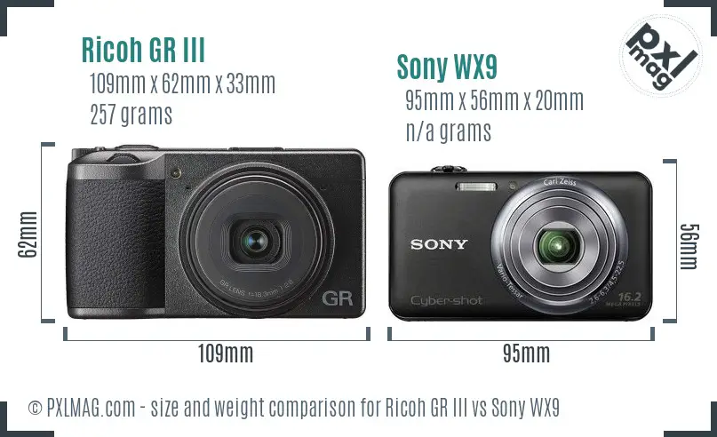 Ricoh GR III vs Sony WX9 size comparison