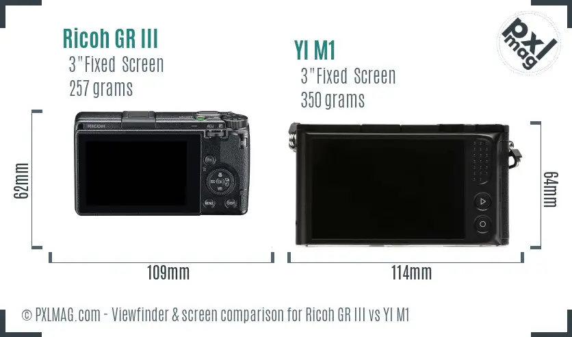 Ricoh GR III vs YI M1 Screen and Viewfinder comparison