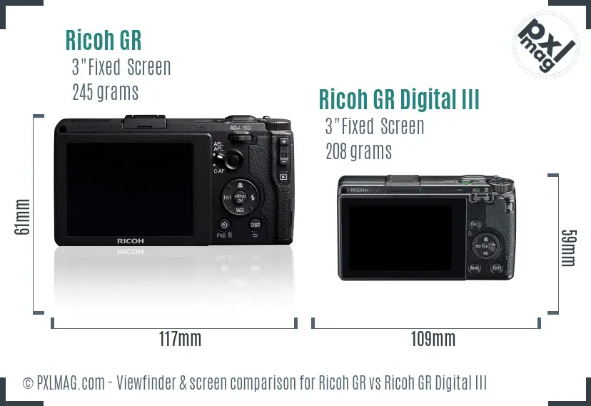Ricoh GR vs Ricoh GR Digital III Screen and Viewfinder comparison
