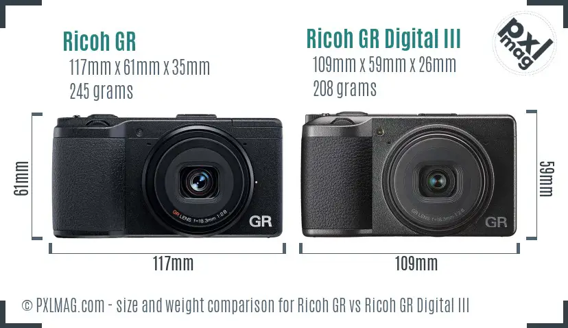 Ricoh GR vs Ricoh GR Digital III size comparison