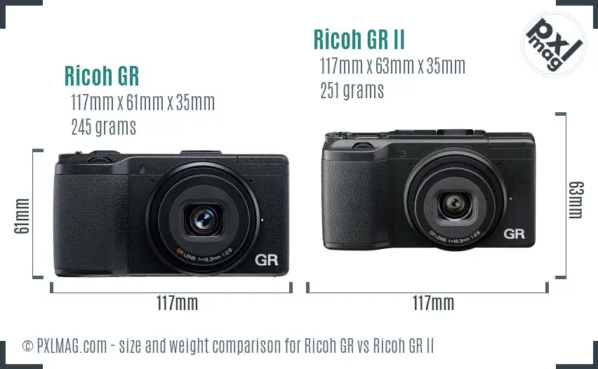 Ricoh GR vs Ricoh GR II size comparison
