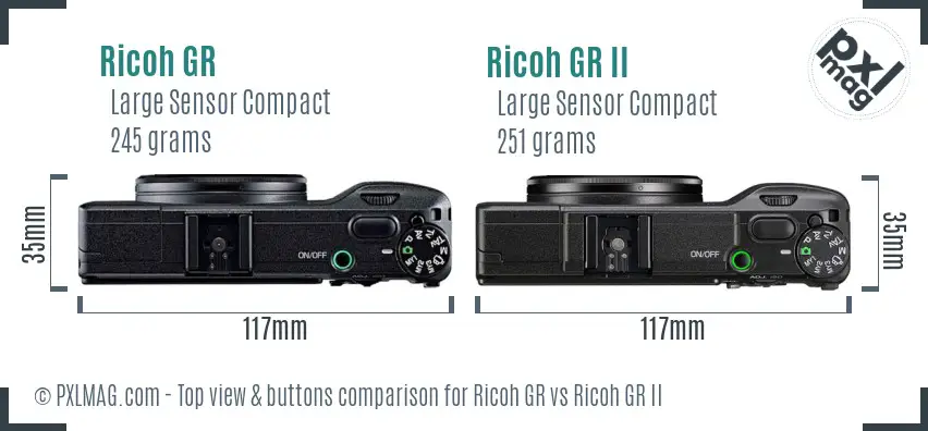 Ricoh GR vs Ricoh GR II top view buttons comparison
