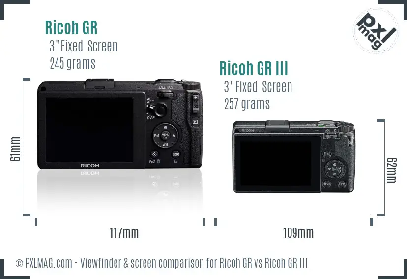 Ricoh GR vs Ricoh GR III Screen and Viewfinder comparison