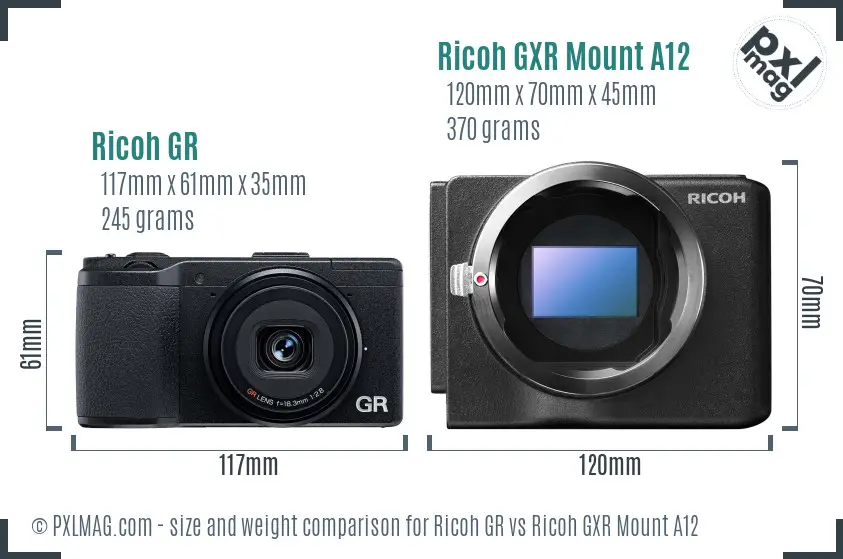 Ricoh GR vs Ricoh GXR Mount A12 size comparison