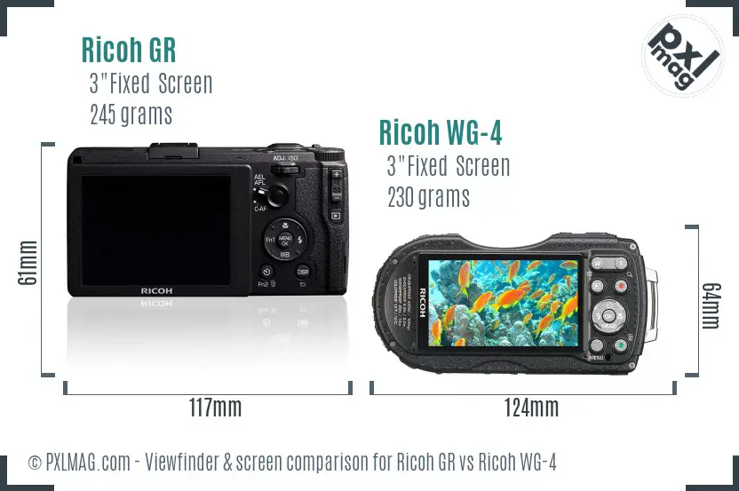 Ricoh GR vs Ricoh WG-4 Screen and Viewfinder comparison