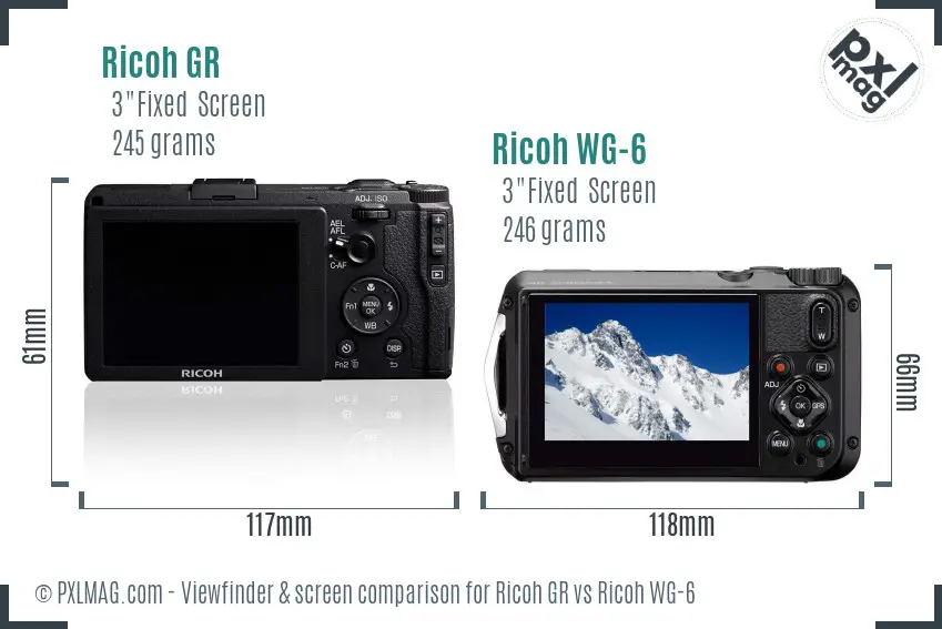 Ricoh GR vs Ricoh WG-6 Screen and Viewfinder comparison