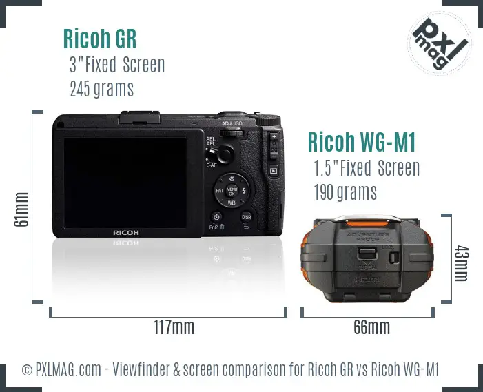 Ricoh GR vs Ricoh WG-M1 Screen and Viewfinder comparison