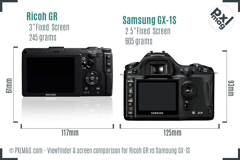 Ricoh GR vs Samsung GX-1S Screen and Viewfinder comparison