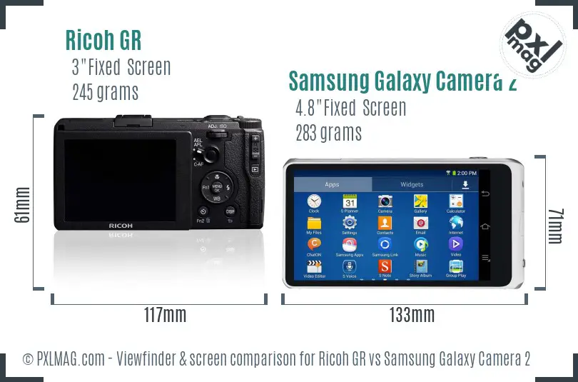 Ricoh GR vs Samsung Galaxy Camera 2 Screen and Viewfinder comparison