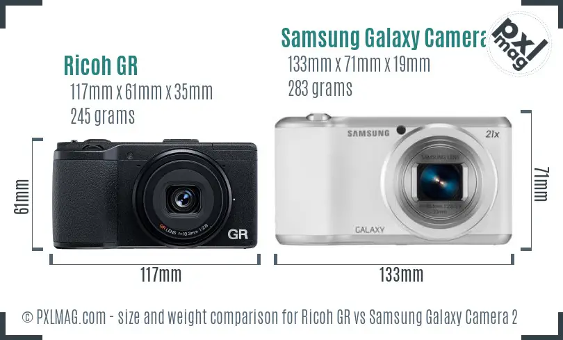 Ricoh GR vs Samsung Galaxy Camera 2 size comparison