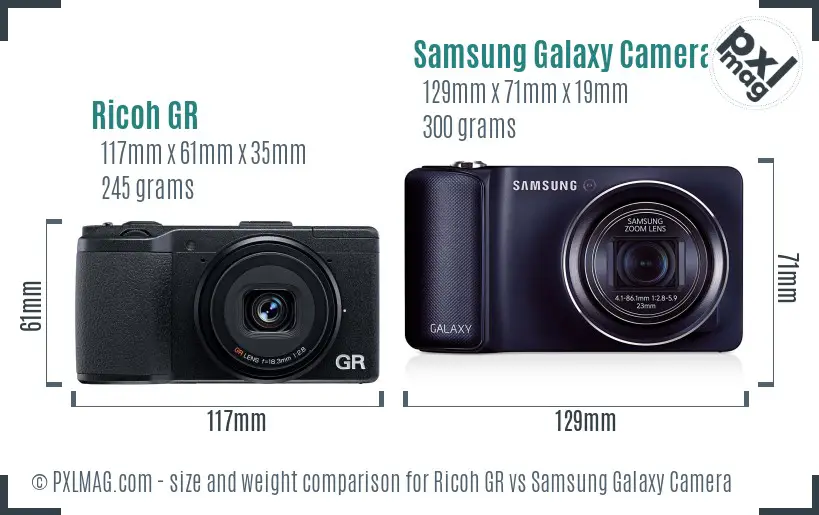 Ricoh GR vs Samsung Galaxy Camera size comparison