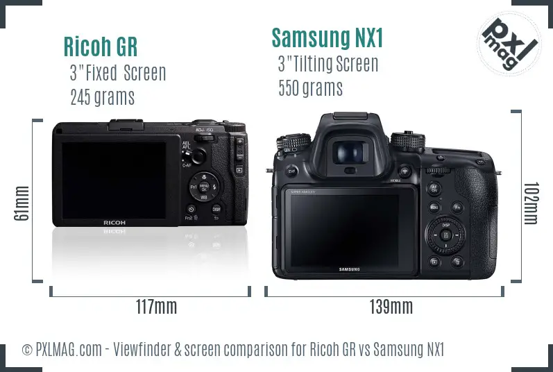 Ricoh GR vs Samsung NX1 Screen and Viewfinder comparison