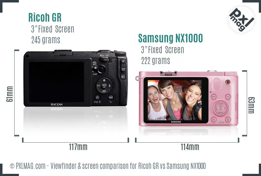 Ricoh GR vs Samsung NX1000 Screen and Viewfinder comparison