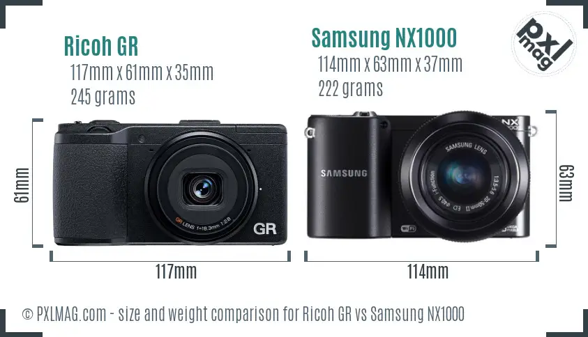 Ricoh GR vs Samsung NX1000 size comparison