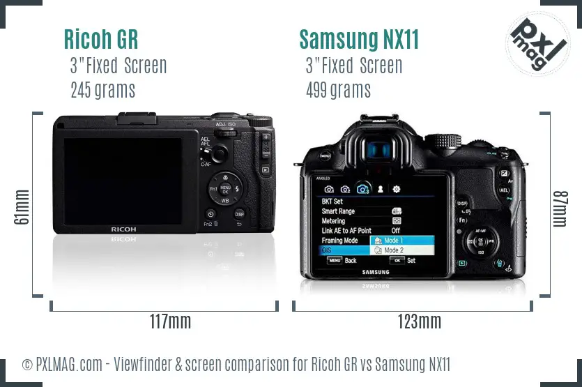 Ricoh GR vs Samsung NX11 Screen and Viewfinder comparison