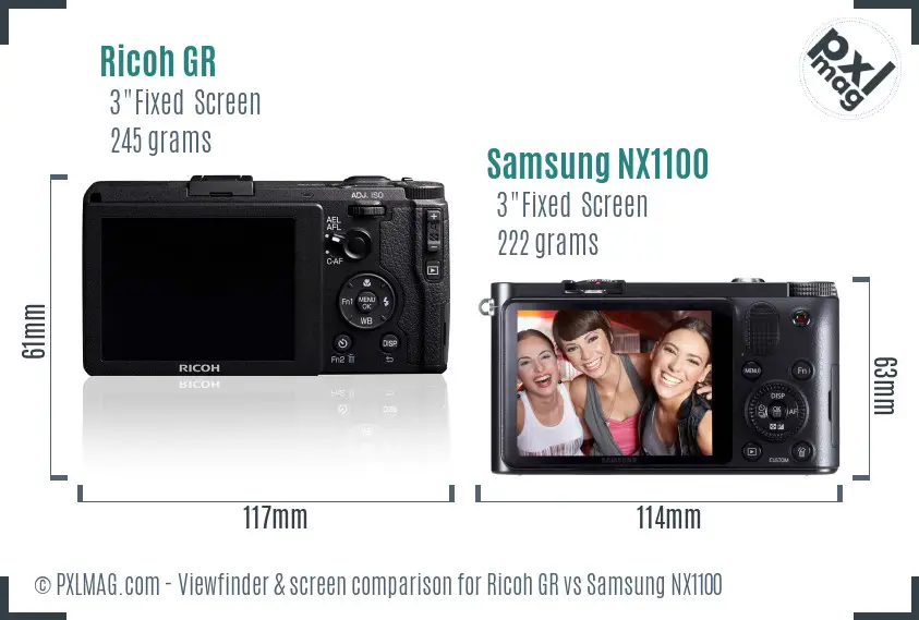 Ricoh GR vs Samsung NX1100 Screen and Viewfinder comparison