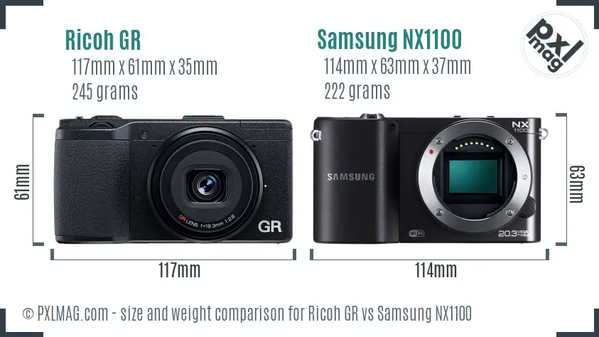Ricoh GR vs Samsung NX1100 size comparison