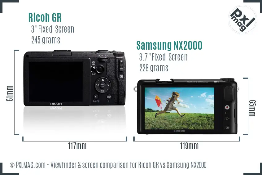 Ricoh GR vs Samsung NX2000 Screen and Viewfinder comparison