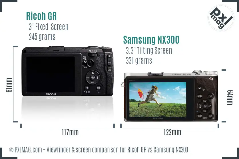 Ricoh GR vs Samsung NX300 Screen and Viewfinder comparison