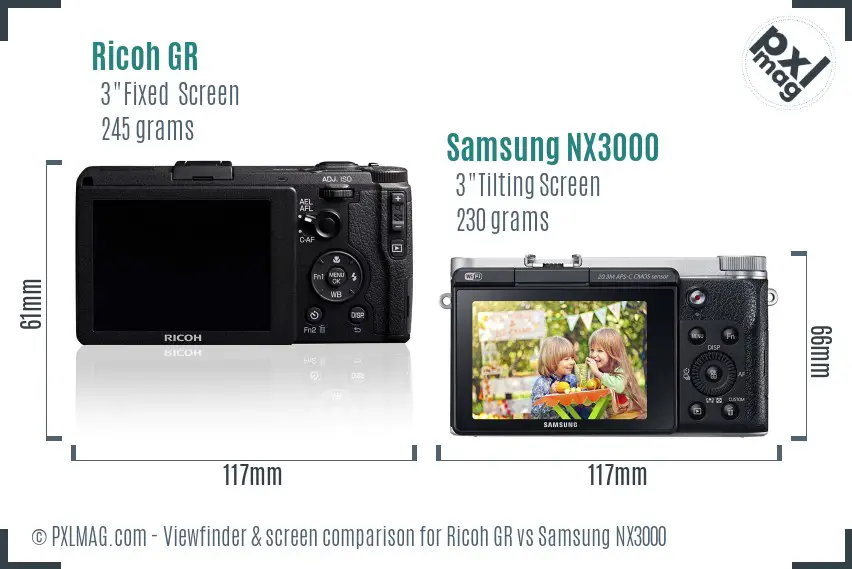 Ricoh GR vs Samsung NX3000 Screen and Viewfinder comparison