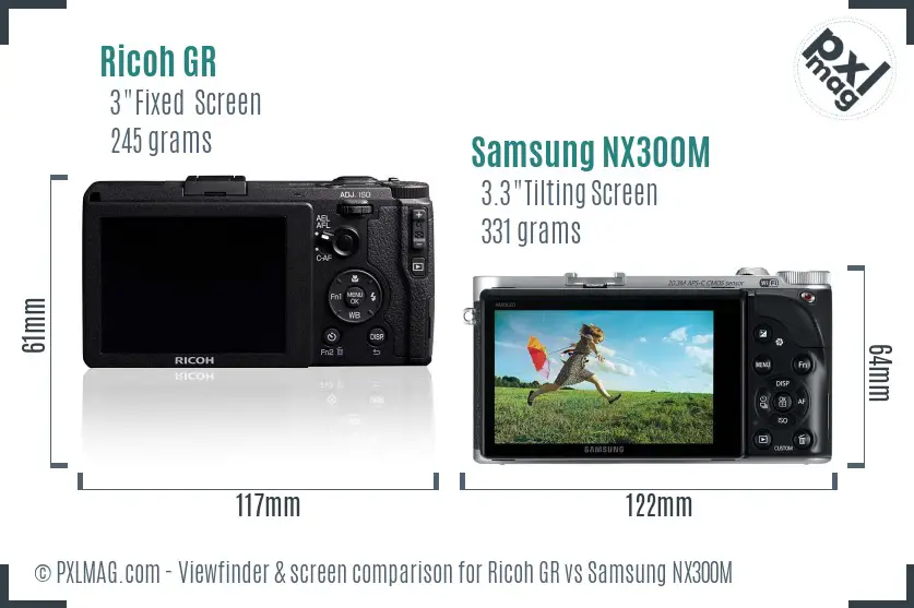 Ricoh GR vs Samsung NX300M Screen and Viewfinder comparison