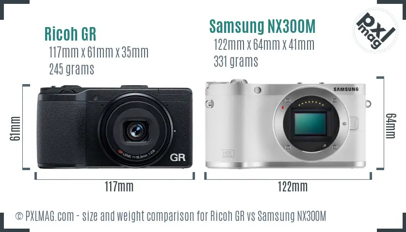 Ricoh GR vs Samsung NX300M size comparison