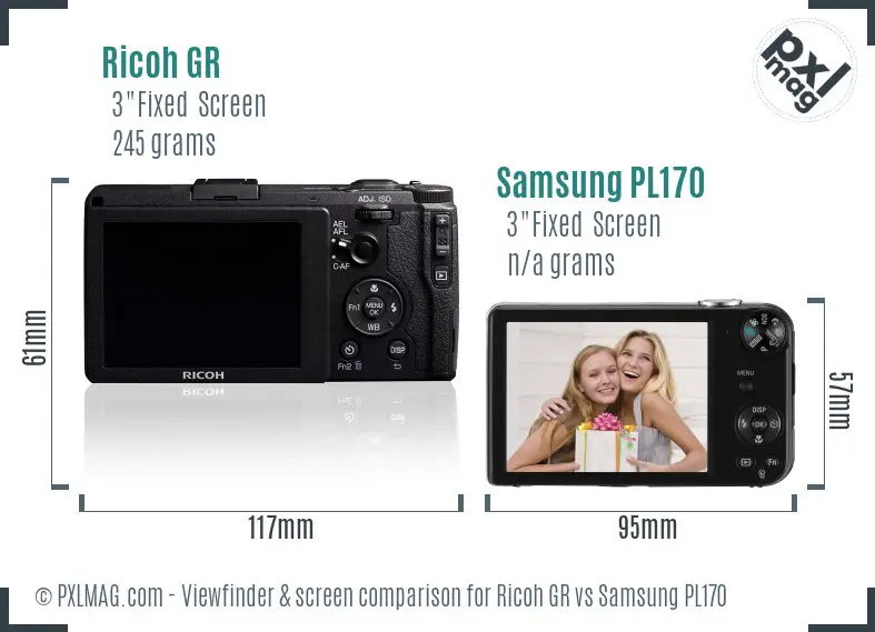 Ricoh GR vs Samsung PL170 Screen and Viewfinder comparison