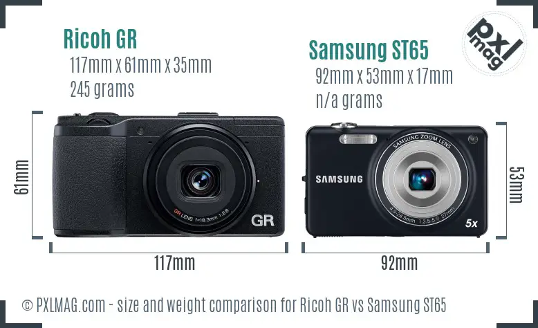 Ricoh GR vs Samsung ST65 size comparison