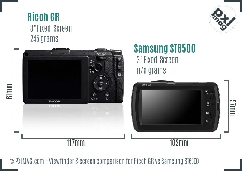 Ricoh GR vs Samsung ST6500 Screen and Viewfinder comparison