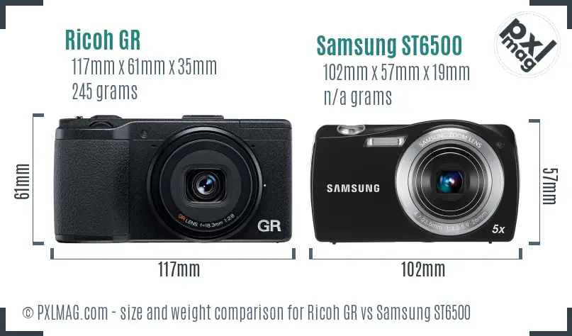 Ricoh GR vs Samsung ST6500 size comparison