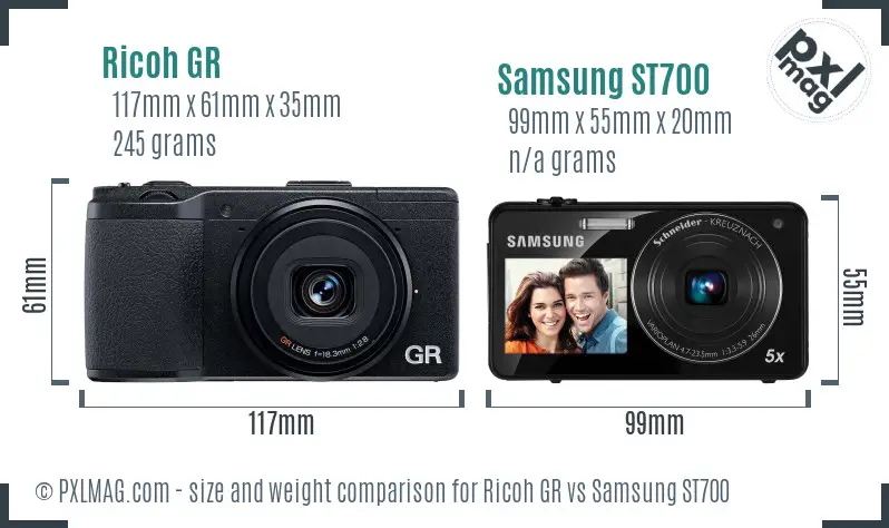 Ricoh GR vs Samsung ST700 size comparison
