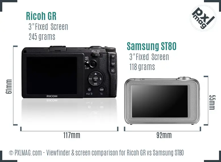 Ricoh GR vs Samsung ST80 Screen and Viewfinder comparison