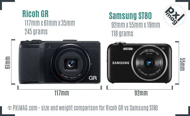 Ricoh GR vs Samsung ST80 size comparison