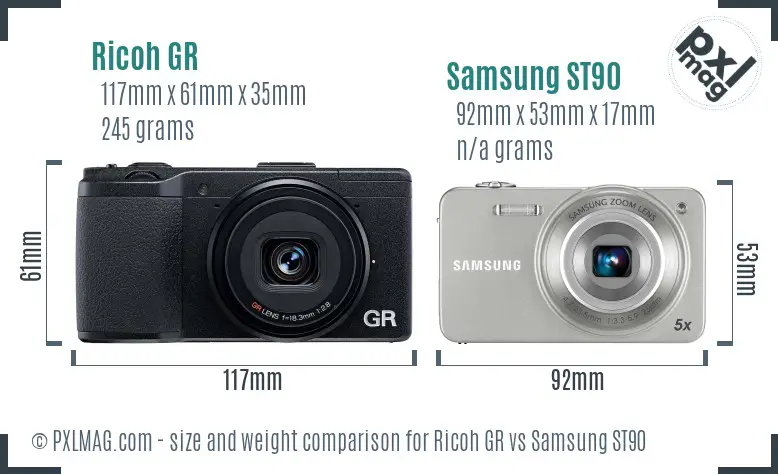 Ricoh GR vs Samsung ST90 size comparison