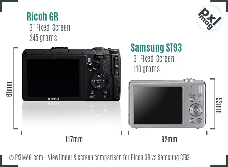 Ricoh GR vs Samsung ST93 Screen and Viewfinder comparison Ricoh GR vs Samsung ST93 Screen and Viewfinder comparison