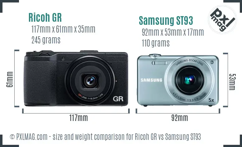 Ricoh GR vs Samsung ST93 size comparison Ricoh GR vs Samsung ST93 size comparison