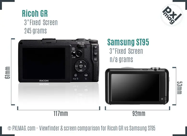 Ricoh GR vs Samsung ST95 Screen and Viewfinder comparison