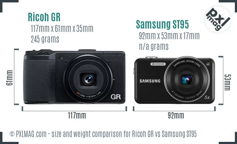 Ricoh GR vs Samsung ST95 size comparison