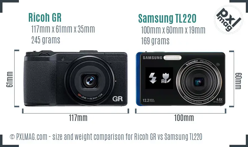 Ricoh GR vs Samsung TL220 size comparison